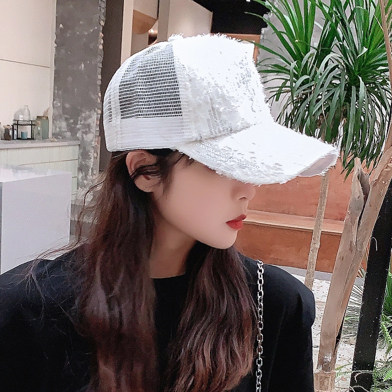 祎步康 网纱透气亮片显脸小 涤纶 鸭舌帽潮 男女同款情侣款