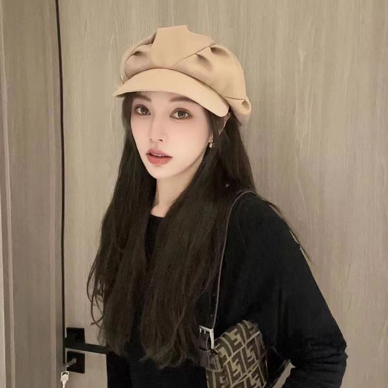 祎步康 云朵帽显脸小褶皱韩版小八角帽大头围 聚酯纤维 贝雷帽 女款
