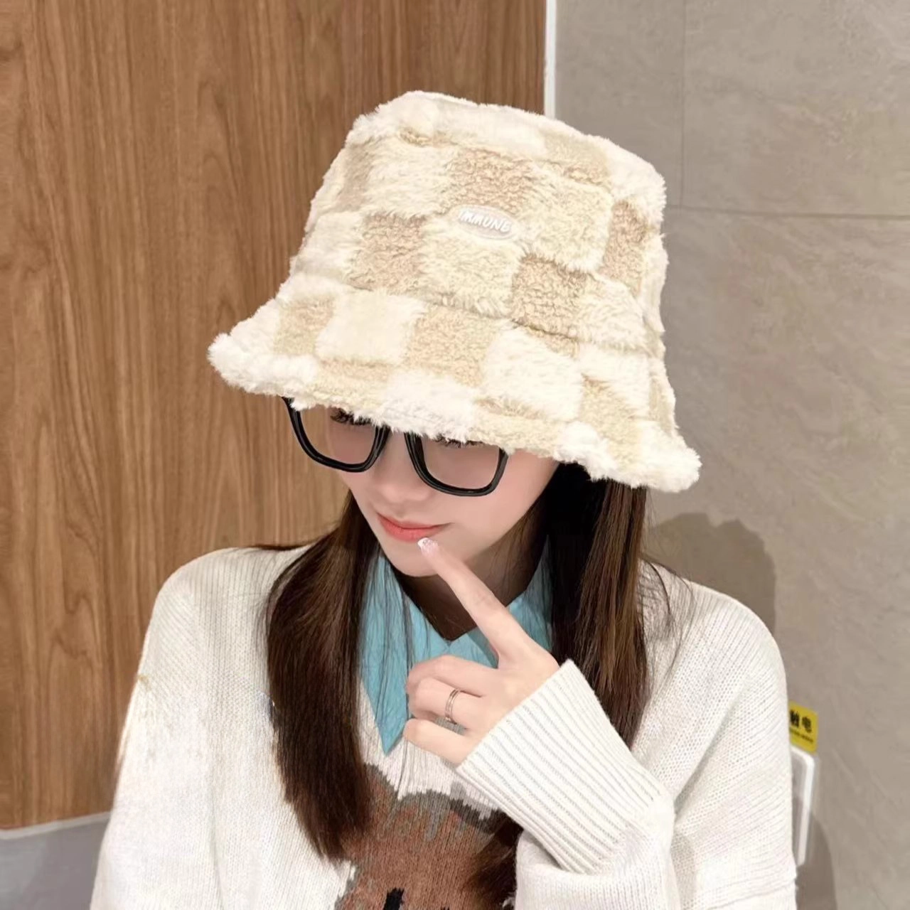 祎步康 加厚保暖防寒防风韩版秋冬季 兔毛混纺 渔夫帽 女款