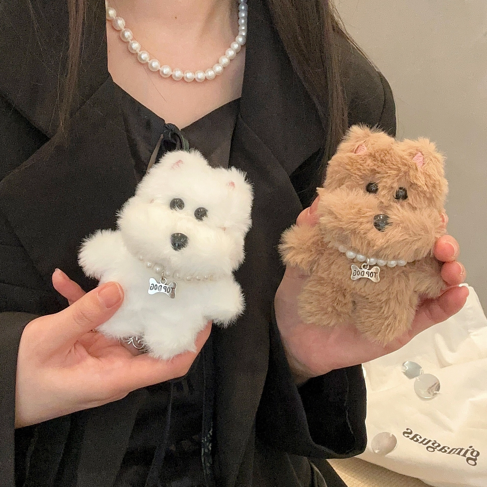 祎步康 创意狗狗挂件可爱潦草 毛绒 钥匙扣 男女同款情侣款