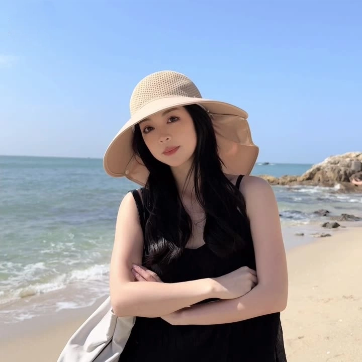祎步康 大檐防晒可拆卸披肩护颈空顶 户外出游遮阳 涤纶 渔夫帽 女款