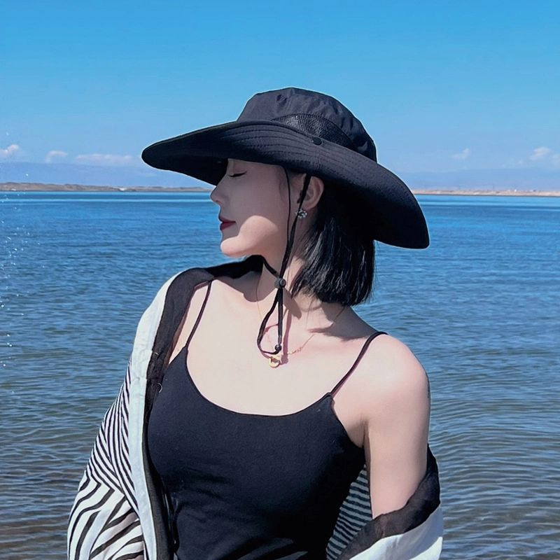 祎步康 大檐防晒遮阳户外登山透气 聚酯纤维 渔夫帽 女款