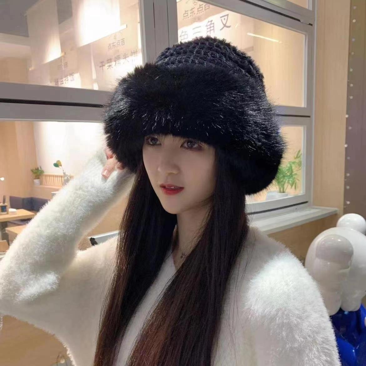 祎步康 加厚防寒风秋冬季显脸小盆帽加厚保暖 棉 渔夫帽 女款