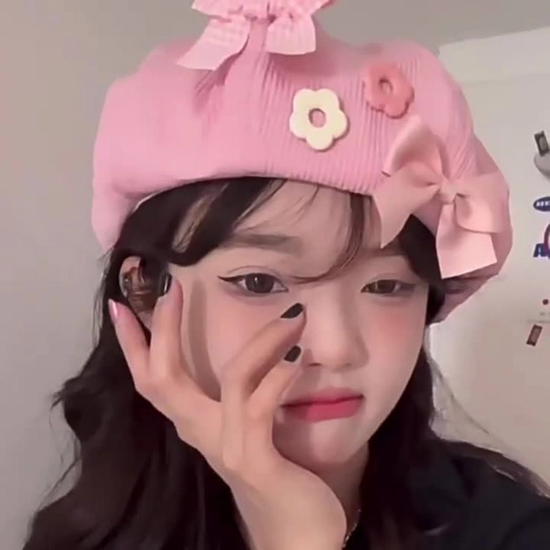 祎步康 日系可爱云朵蝴蝶结花朵#好运 棉 贝雷帽 女款