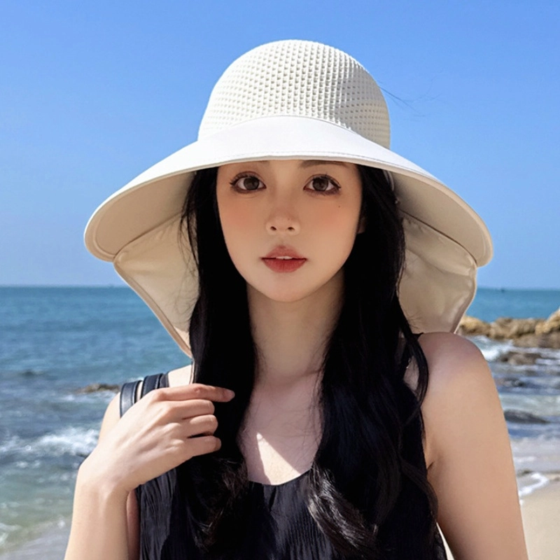 祎步康 大檐防晒可拆卸披肩护颈空顶 户外出游遮阳 涤纶 渔夫帽 女款