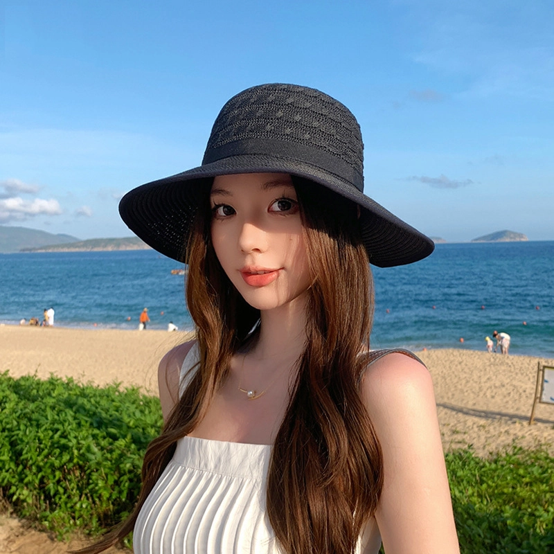 祎步康 夏季遮阳帽子户外出游防晒 草编 渔夫帽 女款