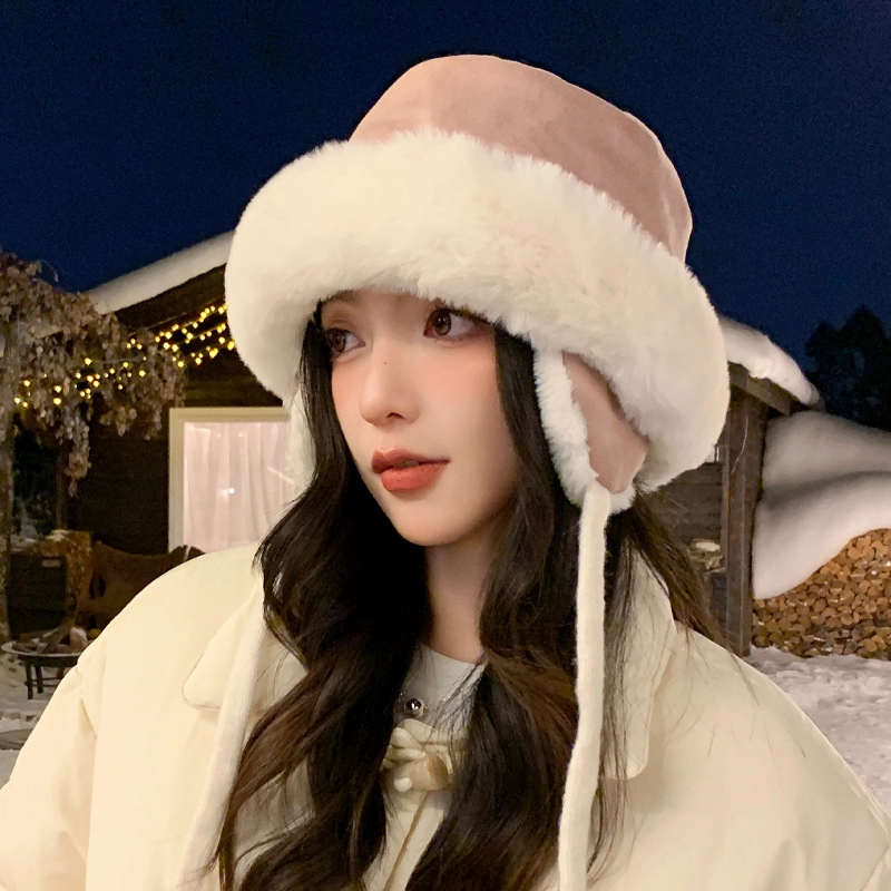 祎步康 韩版保暖防风毛绒护耳显脸小加厚 聚酯纤维 雷锋帽 女款