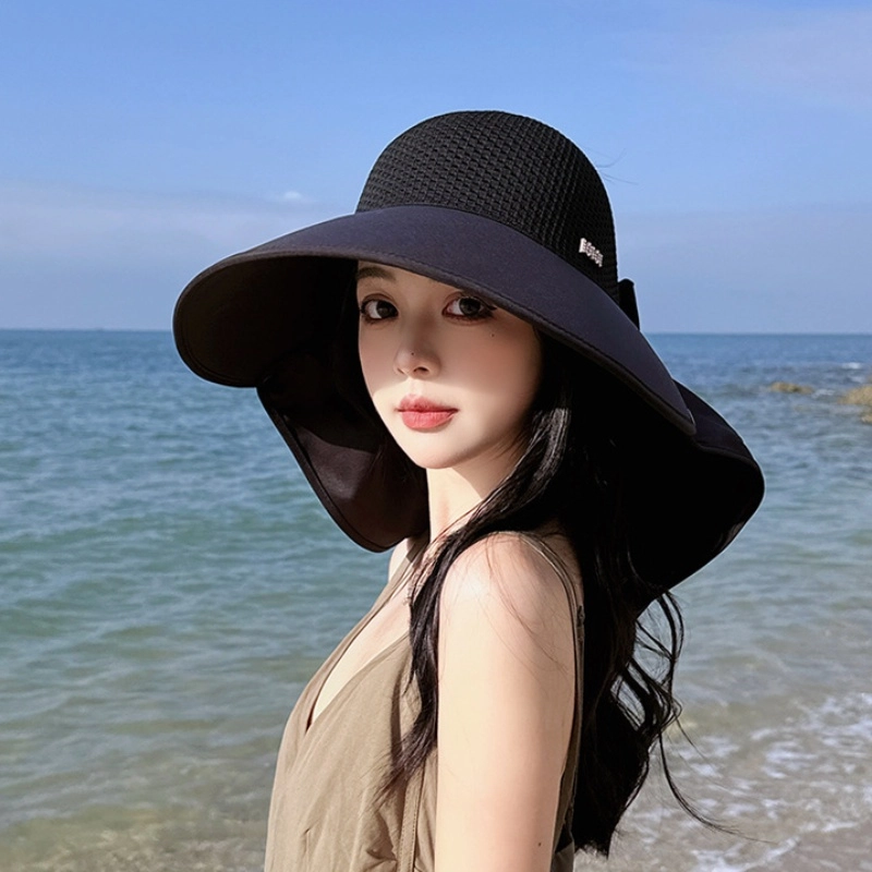 祎步康 大檐防晒可拆卸披肩护颈空顶 户外出游遮阳 涤纶 渔夫帽 女款