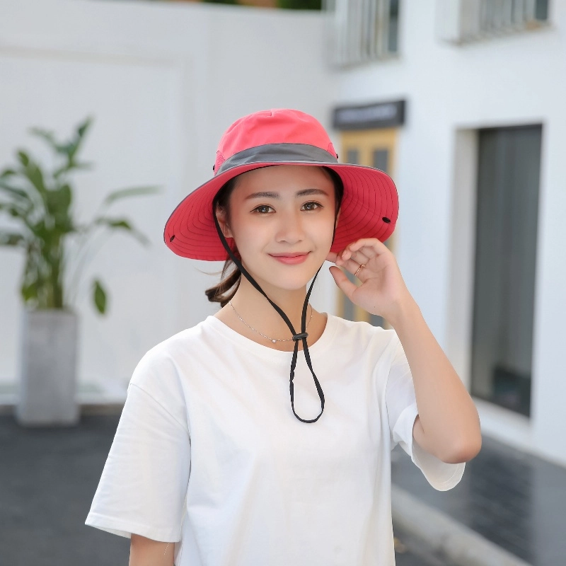 祎步康 女士户外马尾孔 防晒大檐太阳帽透气登山帽 涤纶 渔夫帽 男女同款情侣款