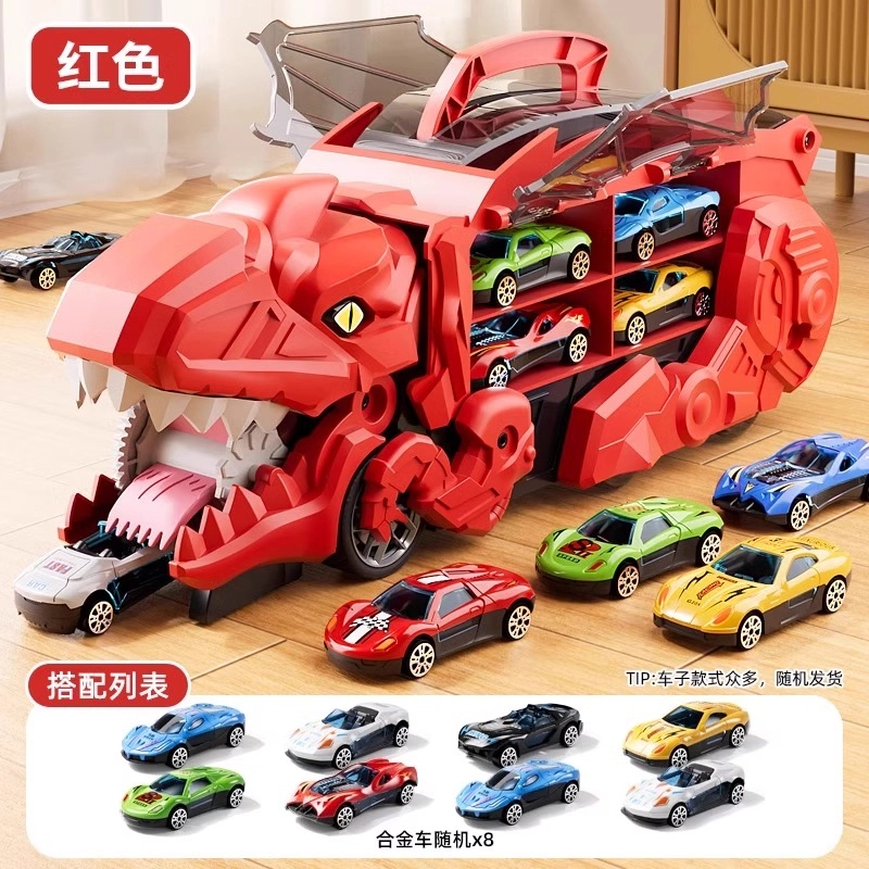 古欧 双形态恐龙吞食轨道车 合金变形滑道小汽车 创意 早教益智玩具