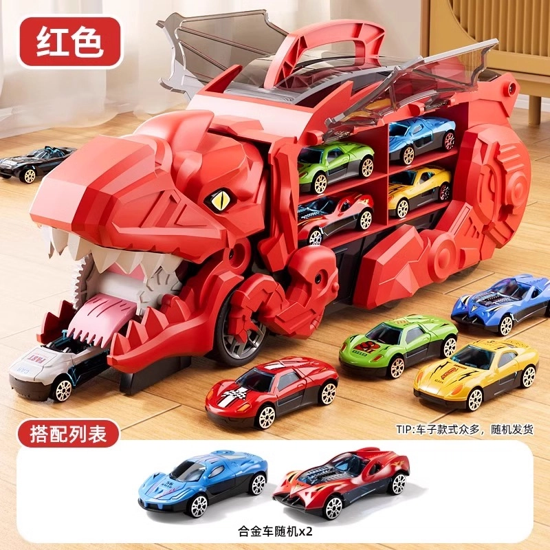 古欧 双形态恐龙吞食轨道车 合金变形滑道小汽车 创意 早教益智玩具
