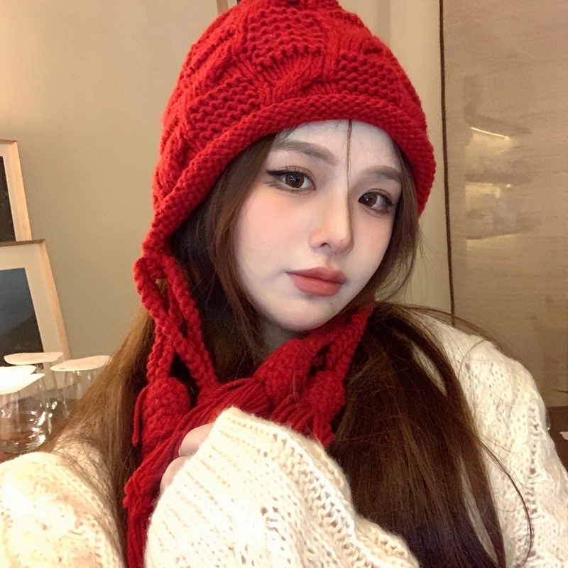 优幽兰 显脸小 针织 大头围包头 防寒加厚保暖护耳 氛围感穿搭 绒线帽 女款