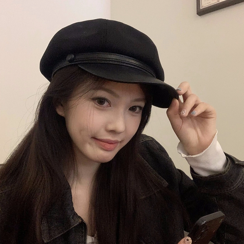 优幽兰 显脸小 纯色防风防寒加厚保暖 高级感小众 聚酯纤维 贝雷帽 女款