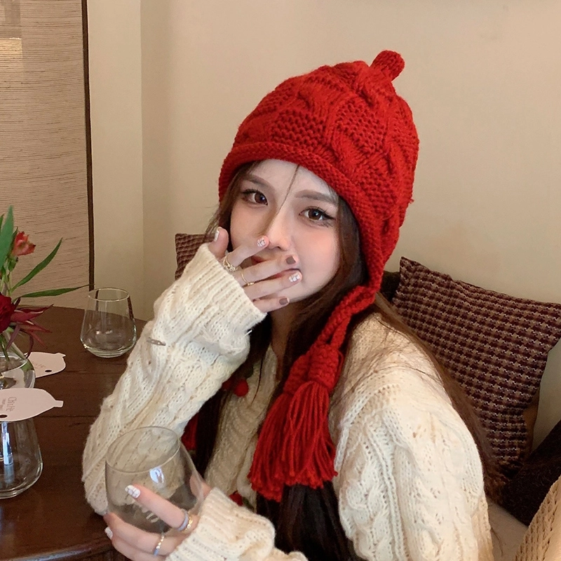 优幽兰 显脸小 针织 大头围包头 防寒加厚保暖护耳 氛围感穿搭 绒线帽 女款