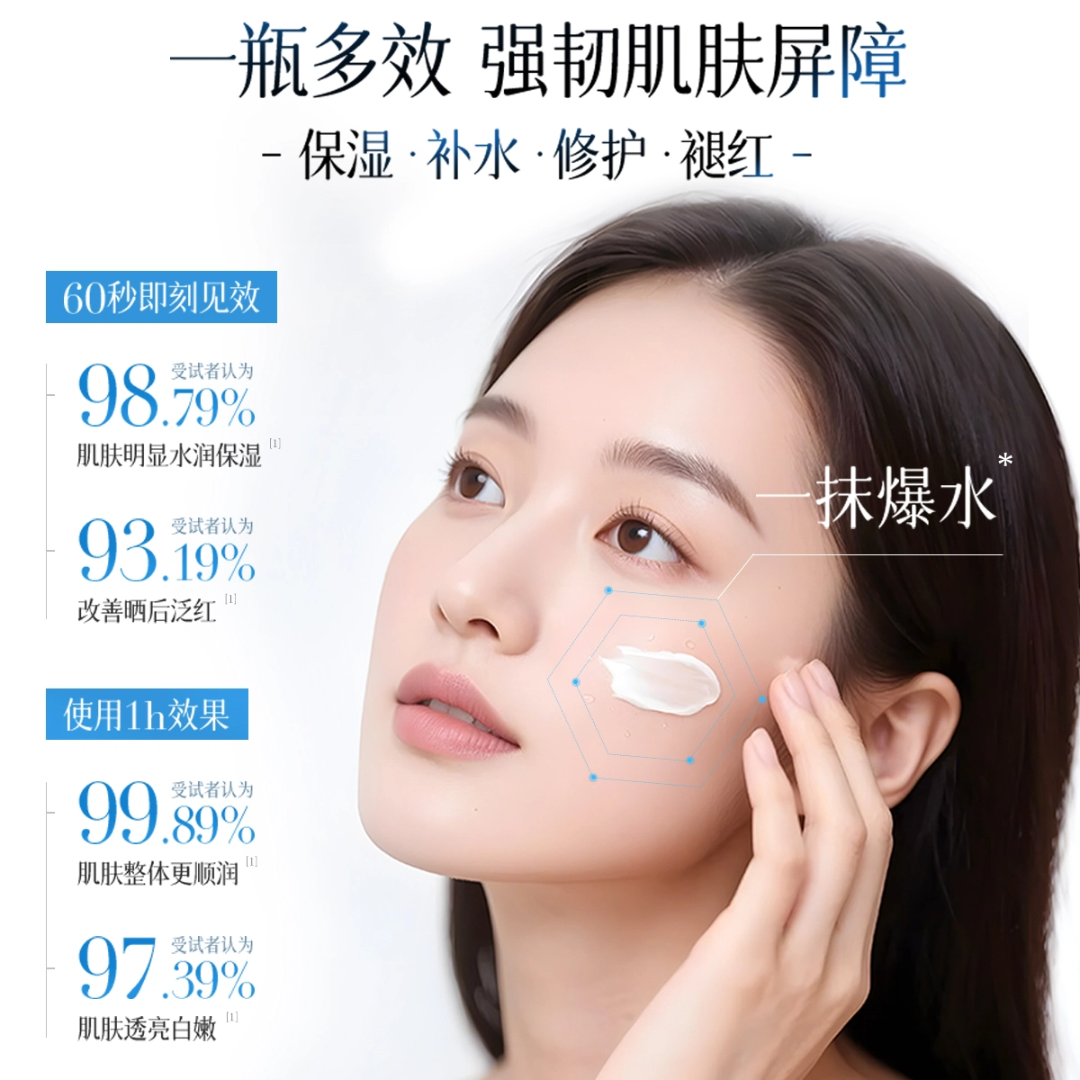 维特丝  高保湿舒缓面霜爆水霜 秋冬换季干燥起皮修护泛红急救紧致清爽淡化痘印 抗氧化提亮滋润维稳补水 改善卡粉斑驳