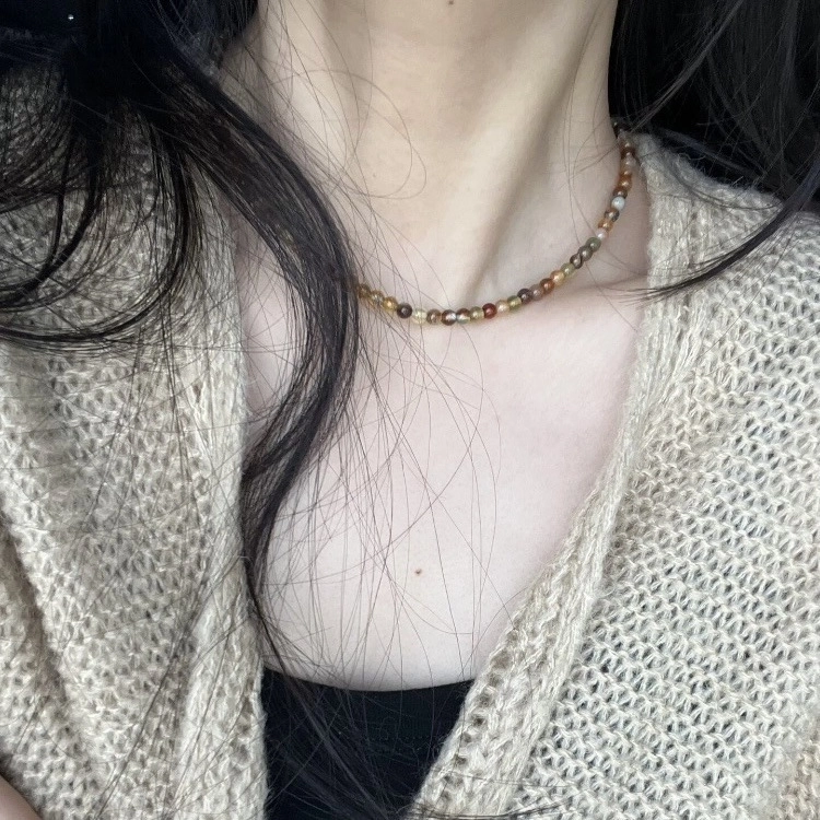 龙弗 【四季发财】事事圆满平安顺遂小舞裙锁骨链美拉德两件套考试考研上岸小众氛围高级感 玛瑙 项链 女款