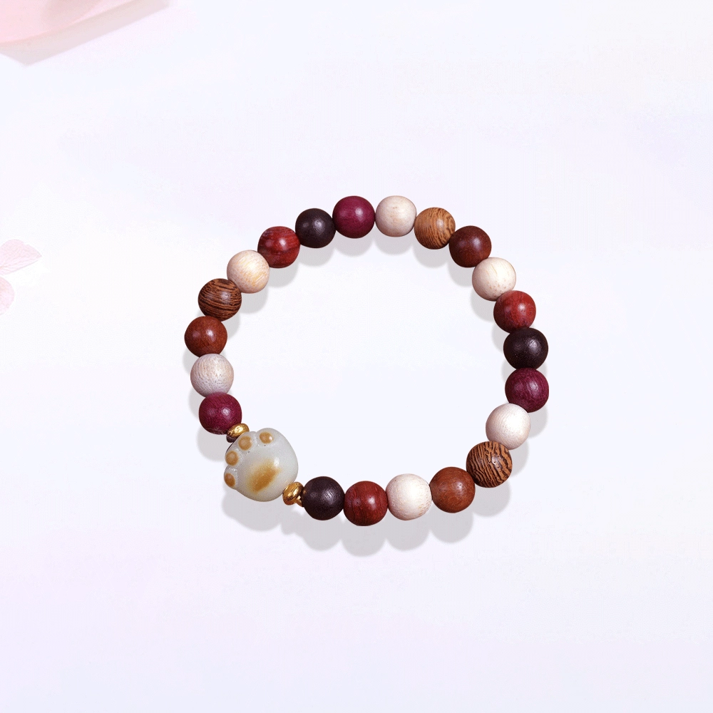 【狮来运转|甄选高品质】 金师傅 招财多宝系列 萌趣可爱醒狮猫爪转运纳福 新中式国潮气质佛珠简约文玩盘玩 檀木 手串 男女同款情侣款