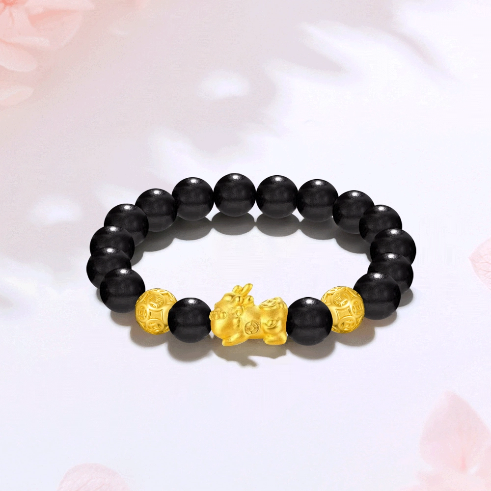 【S999足银|甄选高品质】 金师傅 招财纳福貔貅系列 财运亨通时来运转 新中式国潮气质简约百搭 小众轻奢高级 檀木 手串 男女同款情侣款