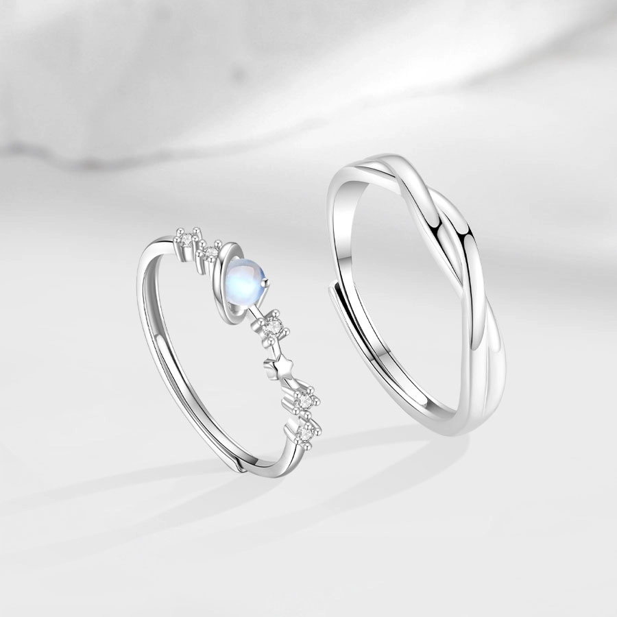 【高品质|怦然心动】  金师傅 恋爱星球对戒 莫比乌斯浪漫梦幻精致创意 小众轻奢气质甜美百搭 玻璃猫眼 可调节戒指 男女同款情侣款