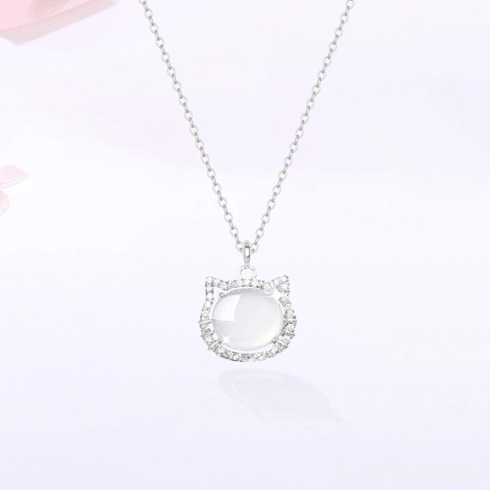 【S999足银|甄选高品质】 金师傅 闪耀猫咪 白月光招财猫转运 时尚清透气质可爱甜美小清新百搭日常通勤小众轻奢高级#好运 玉髓 项链 女款