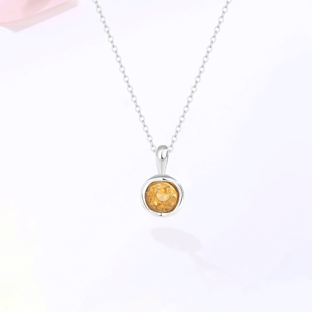 【S925银|甄选高品质|招财纳福】 金师傅 黄晶能量石吊坠 连荔枝水逆退散 时尚精致气质显白简约百搭清新 小众轻奢高级 黄水晶 项链 女款