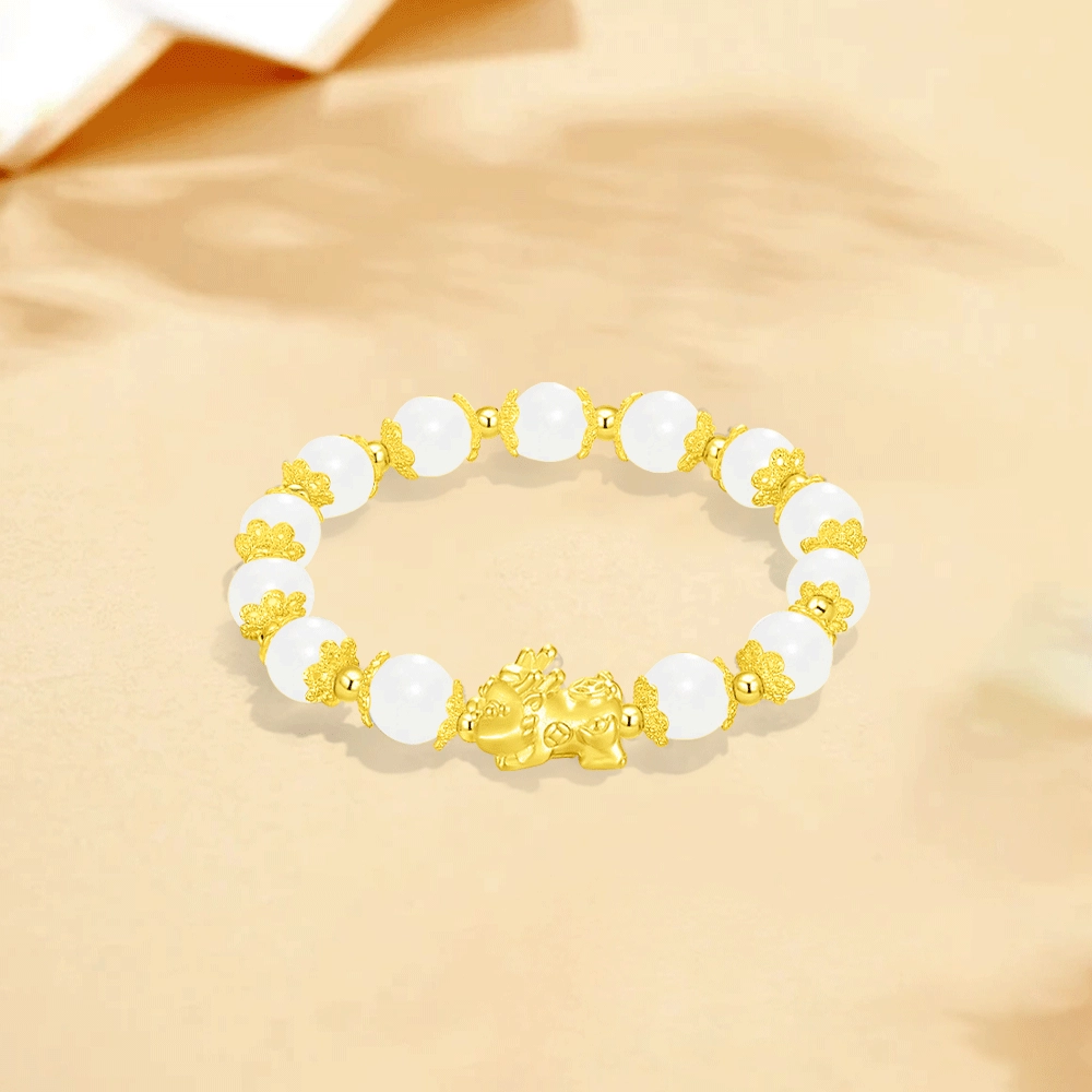 【招财纳福|甄选高品质】 金师傅 转运貔貅 财运亨通时来运转吞金兽 新中式国潮气质简约百搭小众高级#好运 白玉菩提 手串 男女同款情侣款