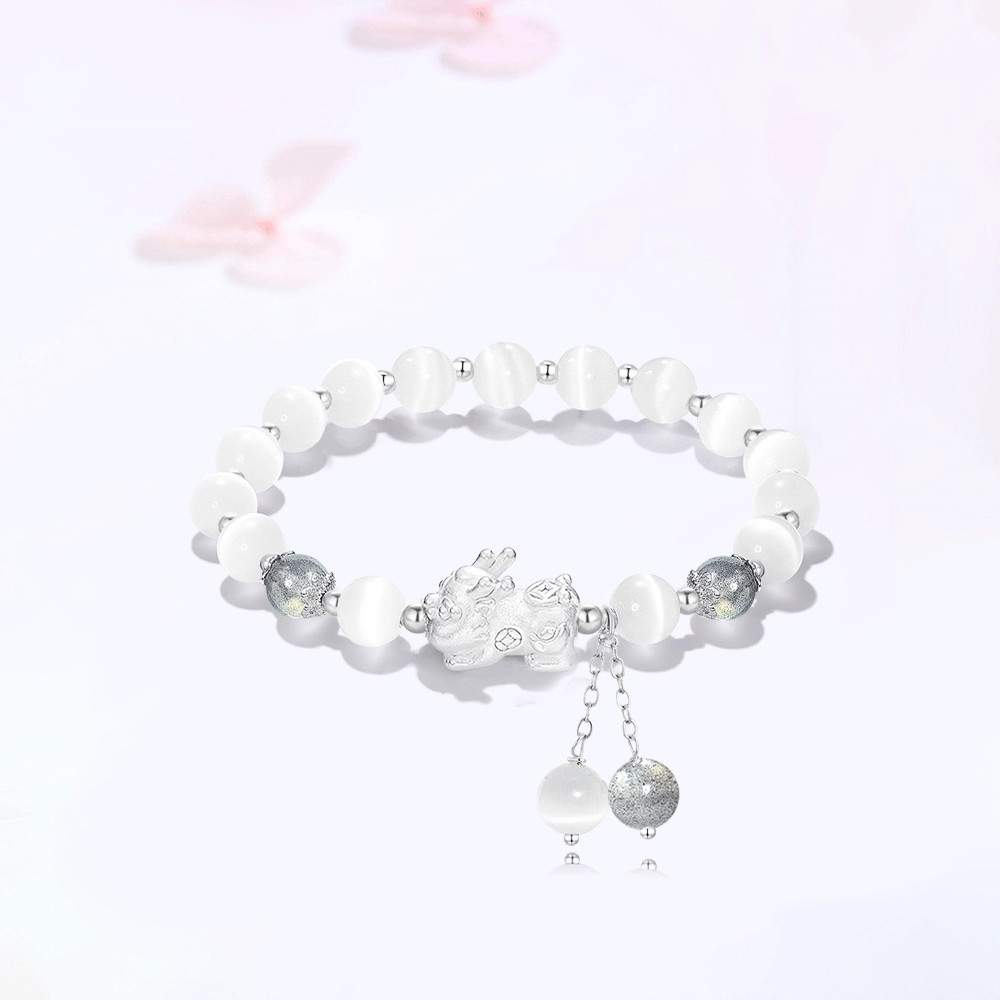 【S999足银|甄选高品质】 金师傅 貔貅流苏 招财纳福时来运转 财运亨通新中式国潮气质百搭小众高级#好运 玻璃猫眼 手串 男女同款情侣款
