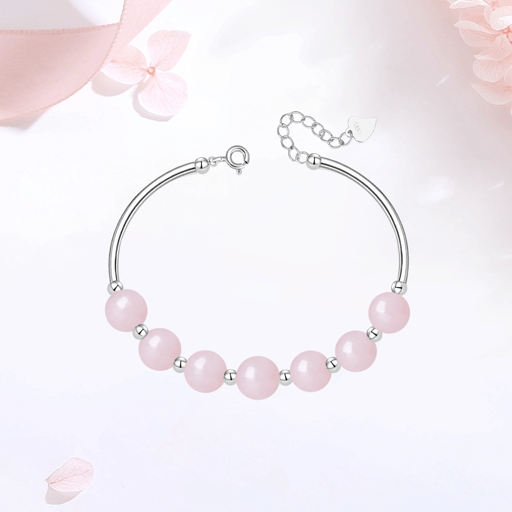 【S925银|精选高品质】 金师傅 招桃花时来运转串珠 粉嫩时尚韩系精致 小清新气质甜美优雅百搭少女心 小众轻奢高级#好运 玉髓 手链 女款