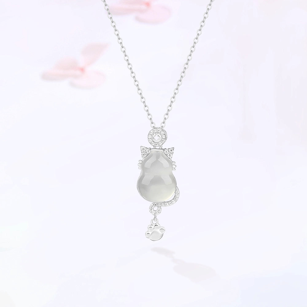 【S925银|精选高品质】 金师傅 猫咪葫芦锁骨链 福禄双全招财猫 萌趣可爱精致气质甜美清冷 小众轻奢设计高级 玉髓 项链 男女同款情侣款