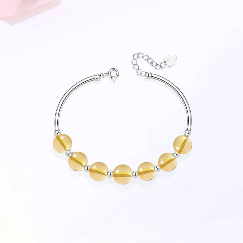 【S925银|精选高品质】 金师傅 时来运转半镯手饰 时尚精致小清新甜美气质清冷简约百搭日常 小众轻奢设计高级#好运 黄水晶 手链 女款