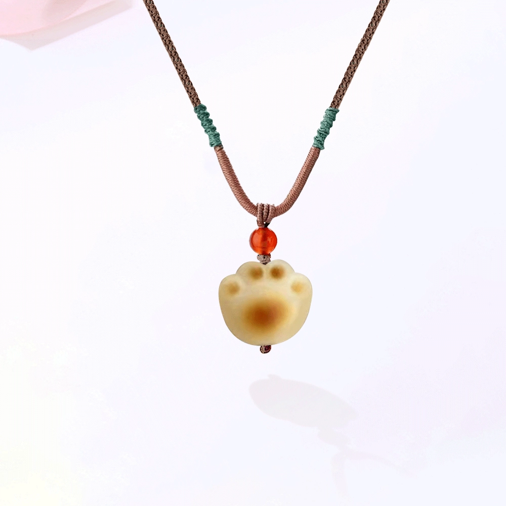 【招财猫|甄选高品质】 金师傅 炭烧猫爪吊坠 萌趣可爱创意独特 小众简约高级日常约会表白仪式感#好运 菩提根 项链 男女同款情侣款