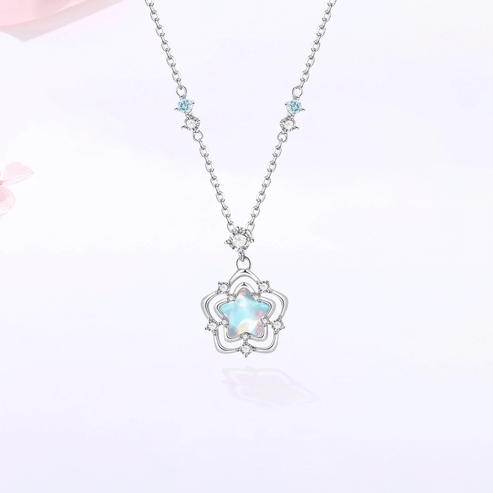 【S925银|甄选高品质】 金师傅 海洋之心套装 转运珠梦幻蓝色系轻奢小众锁骨链时尚精致气质简约百搭少女感#好运 玻璃猫眼 项链 女款