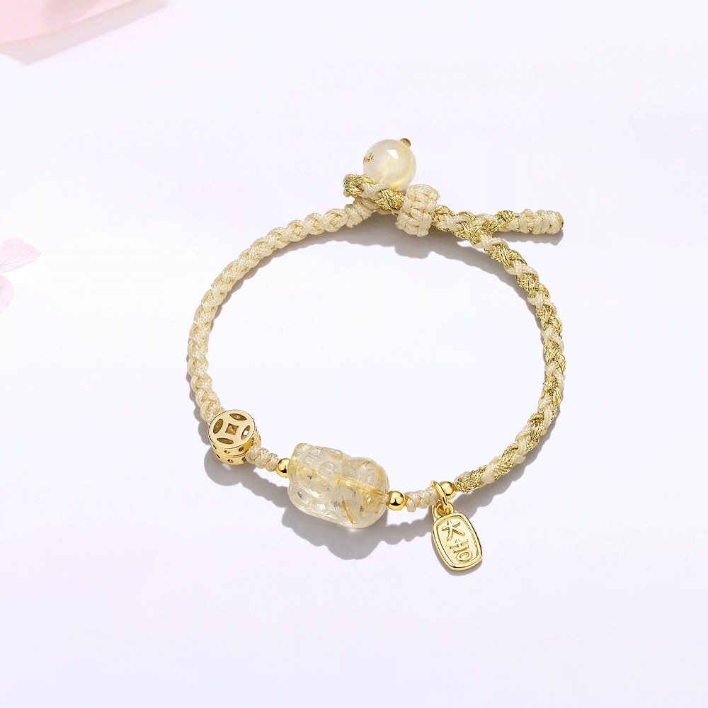 【甄选高品质|日进斗金 】 金师傅 招财貔貅 水逆退散财运亨通 钱币新中式国潮气质小众高级百搭#好运天然 金发晶 手绳 男女同款情侣款