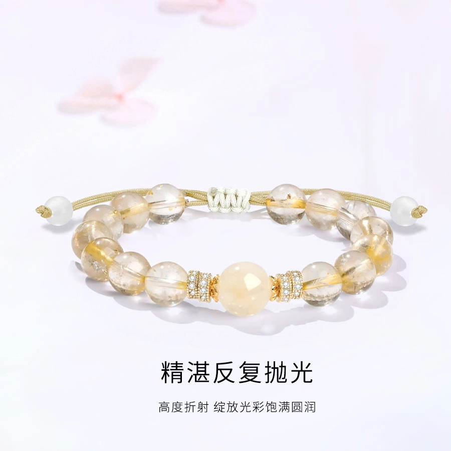 金师傅 时来运转 水逆退散 招财新中式国潮复古简约百小众轻奢设计高级感好运编绳可调节 水晶 手链 男女同款情侣款