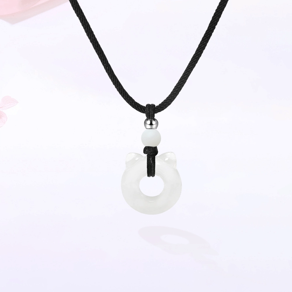 【精选高品质】 金师傅 招财猫咪平安扣吊坠 招财纳福 创意萌趣可爱挂件 新中式国潮小众轻奢高级#好运 白玉菩提 项链 男女同款情侣款