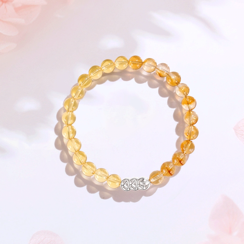 【S925银|甄选高品质】 金师傅 钱币串珠 招财纳福时来运转 财运亨通新中式国潮气质百搭小众高级#好运天然 黄水晶 手串 男女同款情侣款
