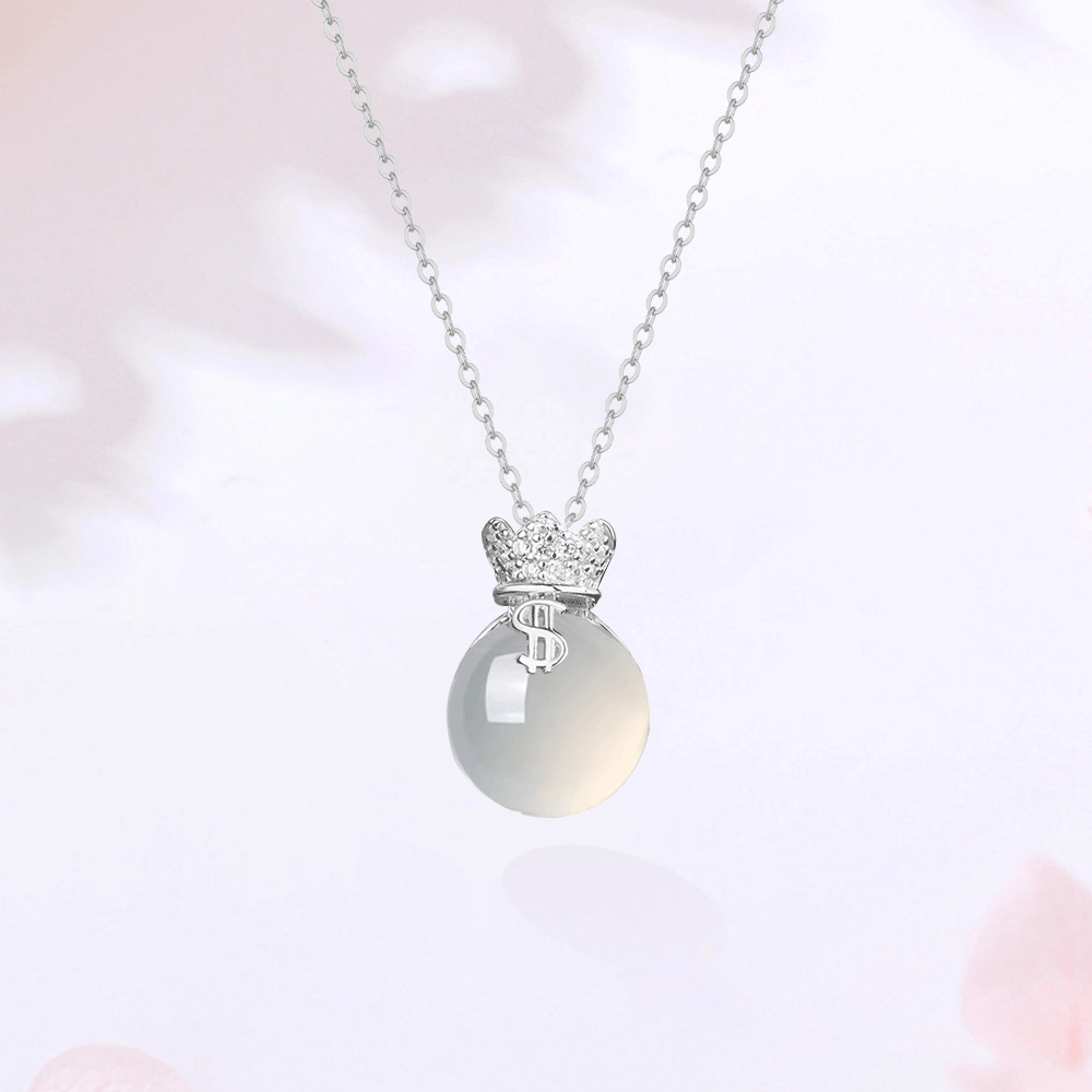 【S925银|甄选高品质】 金师傅 转运福袋吊坠 白月光能量之石净化 时尚精致清冷感 小众轻奢高级简约百搭#好运 白水晶 项链 女款