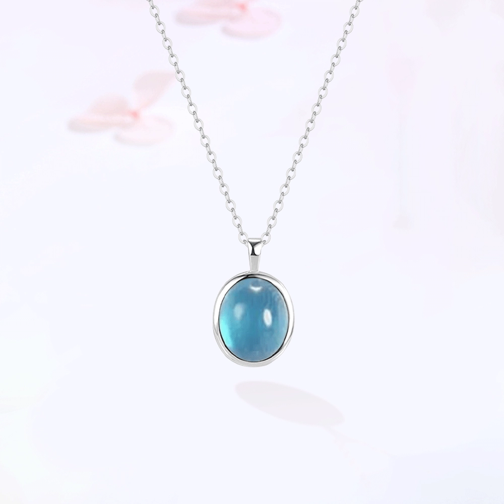【S999足银|精选高品质】 金师傅 海洋之心锁骨链 法式时尚气质清冷显白简约大方百搭 小众轻奢高级#好运 玻璃猫眼 项链 女款