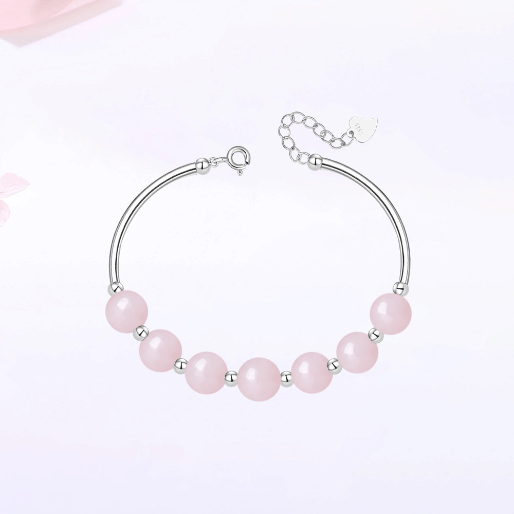 【S925银|精选高品质】 金师傅 招桃花时来运转串珠 粉嫩时尚韩系精致 小清新气质甜美优雅百搭少女心 小众轻奢高级#好运 玉髓 手链 女款