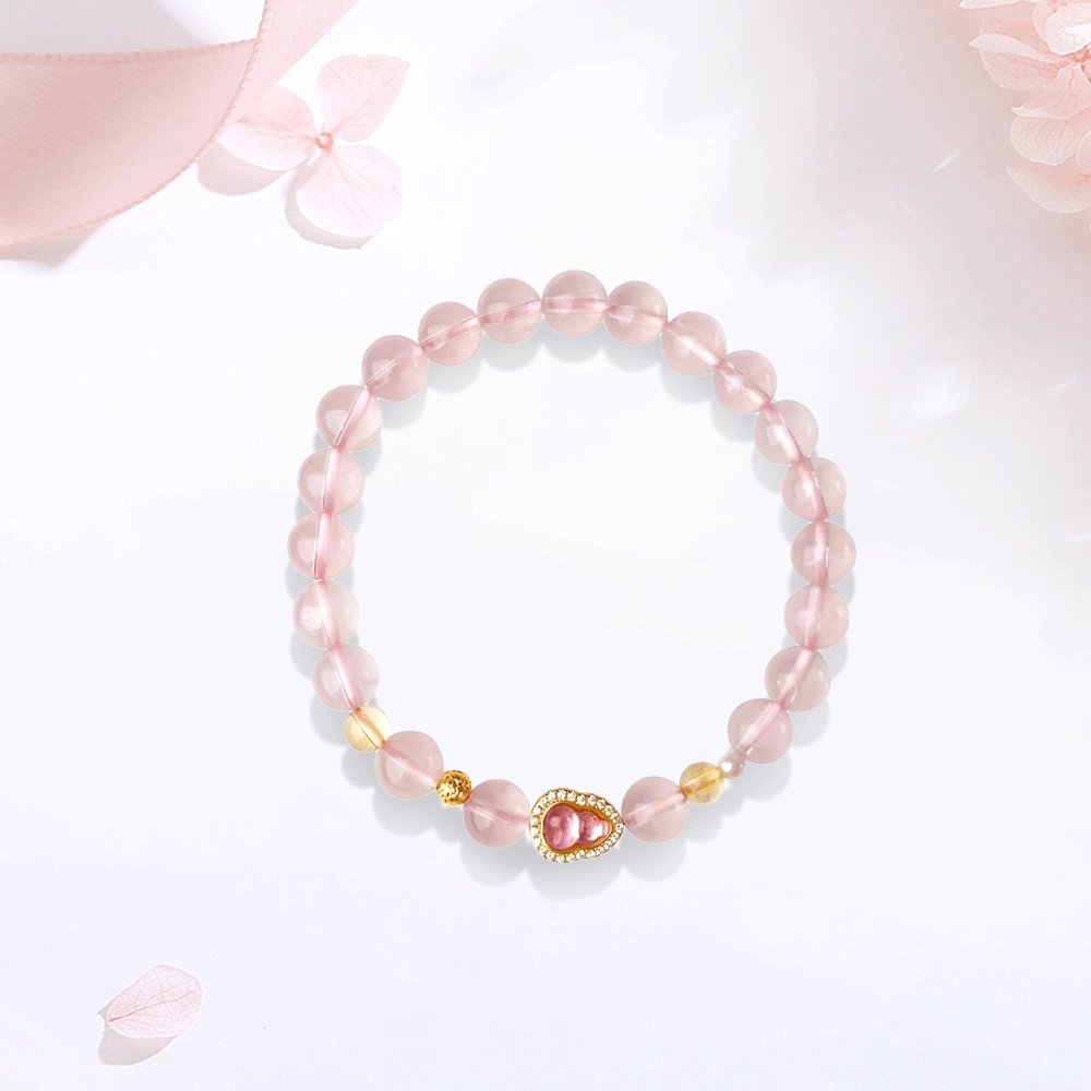 【甄选高品质】 金师傅 葫芦转运珠串珠 福禄双全招财纳福 粉嫩甜美气质优雅千金清冷感 小众高级百搭显白好运 粉水晶 手串 女款