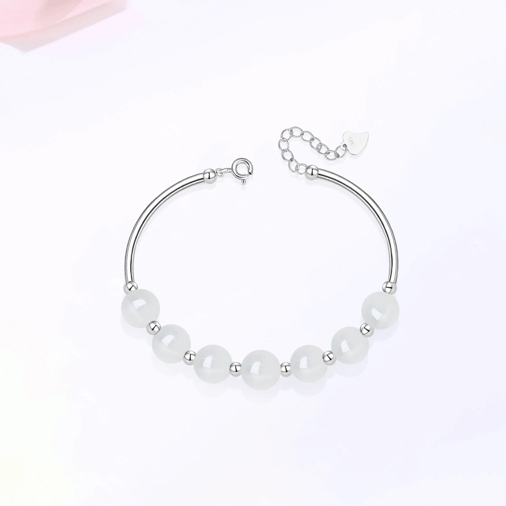 【S925银|精选高品质】 金师傅 白月光时来运转串珠 时尚韩系高级感精致小清新气质优雅百搭 小众轻奢设计高级#好运 玉髓 手链 女款