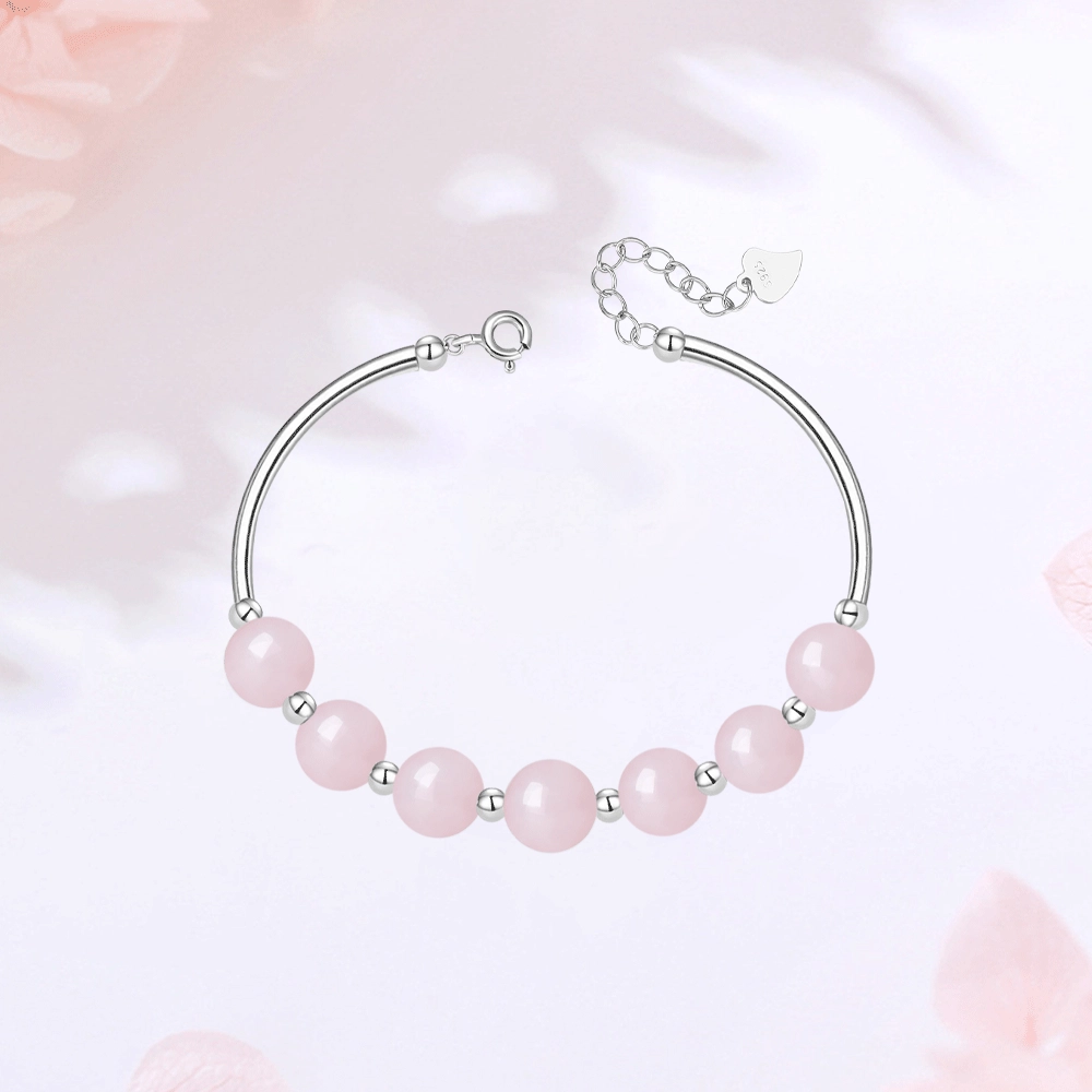 【S925银|精选高品质】 金师傅 招桃花时来运转串珠 粉嫩时尚韩系精致 小清新气质甜美优雅百搭少女心 小众轻奢高级#好运 玉髓 手链 女款