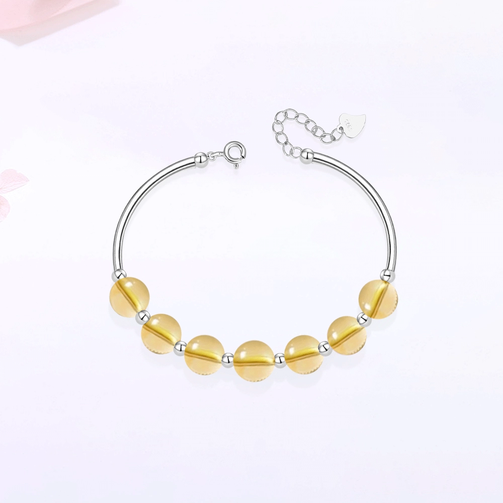 【S925银|精选高品质】 金师傅 时来运转半镯手饰 时尚精致小清新甜美气质清冷简约百搭日常 小众轻奢设计高级#好运 黄水晶 手链 女款