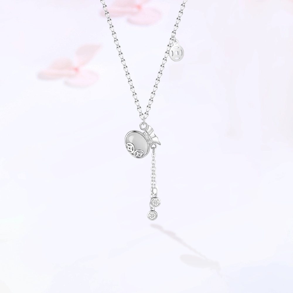 【甄选高品质】 金师傅 福袋流苏 吉祥如意钱袋子 招财纳福 新中式气质清冷感小众轻奢高级简约百搭#好运 玉髓 项链 女款
