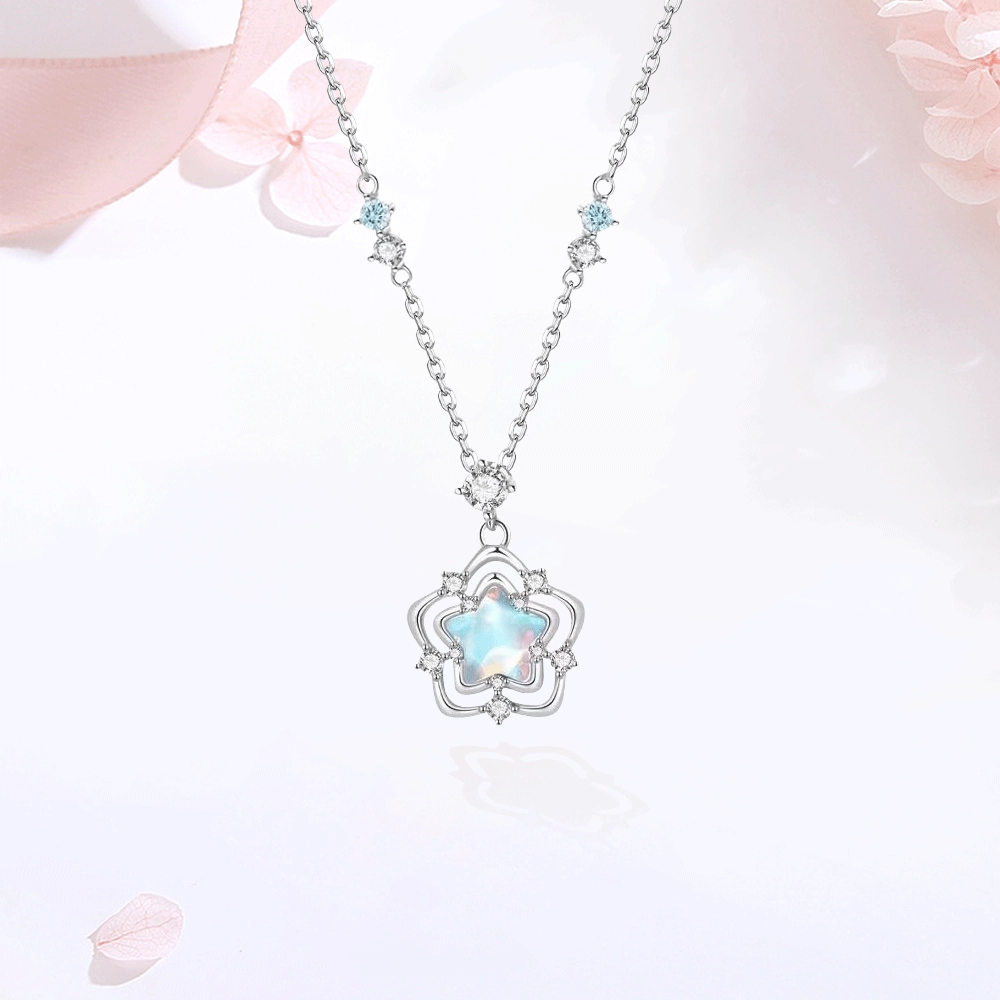 【S925银|甄选高品质】 金师傅 海洋之心套装 转运珠梦幻蓝色系轻奢小众锁骨链时尚精致气质简约百搭少女感#好运 玻璃猫眼 项链 女款