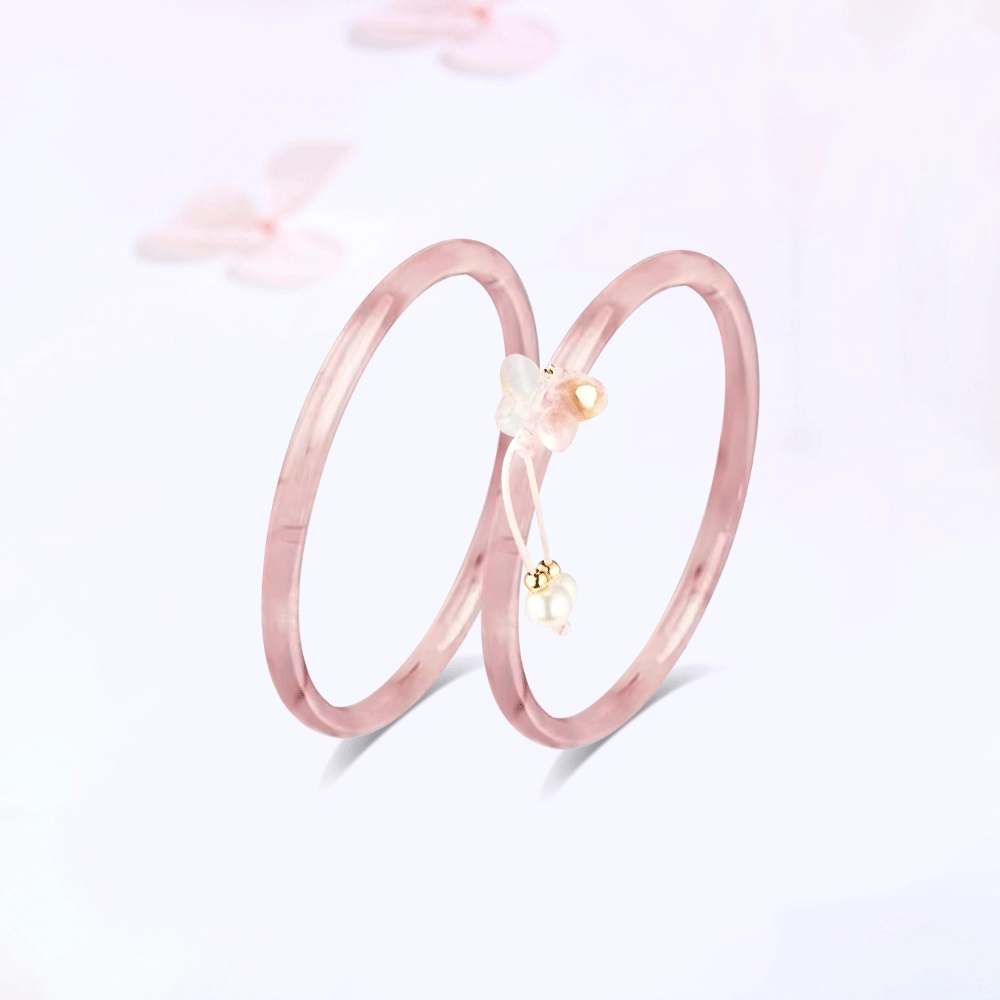 【精选高品质】 金师傅 干枯玫瑰蝴蝶双层叠戴 一步一响新中式森系梦幻气质优雅甜美百搭 小众轻奢设计高级#好运 琉璃 手镯 女款