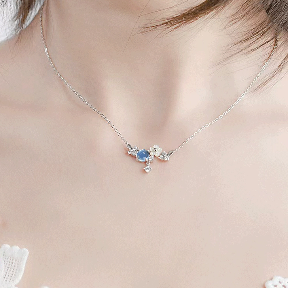 【S925银|甄选高品质】 金师傅 山茶花锁骨链 花未央 森系梦幻小众温柔仙气氛围感花朵 气质甜美简约百搭高级#好运 琉璃 项链 女款