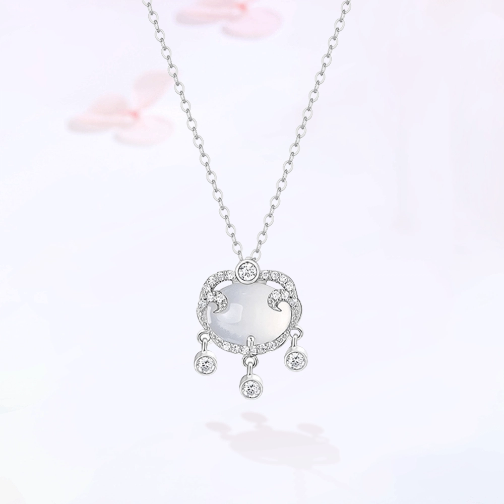 【S999足银|精选高品质】 金师傅 平安锁吊坠 吉祥如意 平安喜乐考试顺利上岸 新中式国潮气质优雅小众轻奢高级#好运 玻璃猫眼 项链 女款