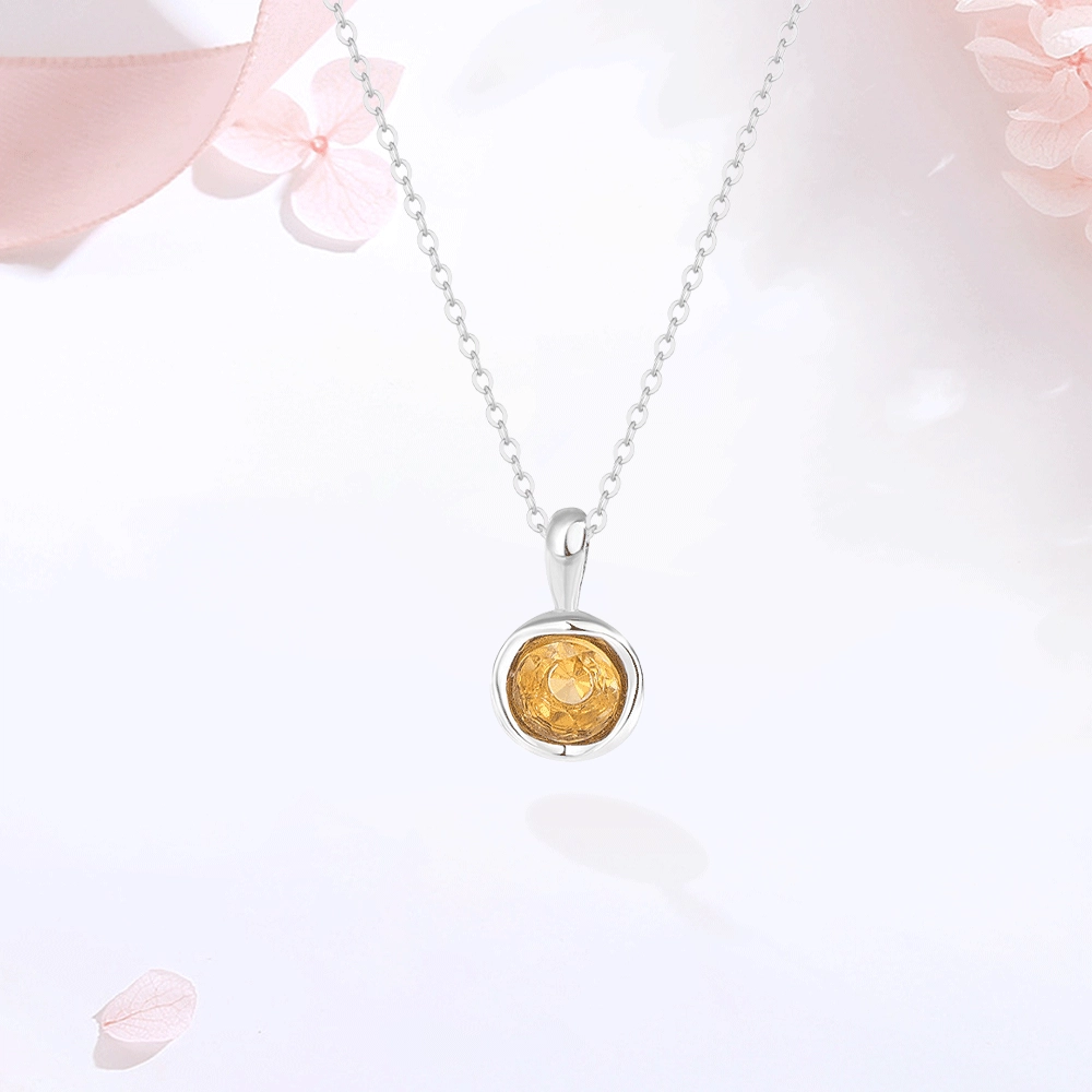【S925银|甄选高品质|招财纳福】 金师傅 黄晶能量石吊坠 连荔枝水逆退散 时尚精致气质显白简约百搭清新 小众轻奢高级 黄水晶 项链 女款