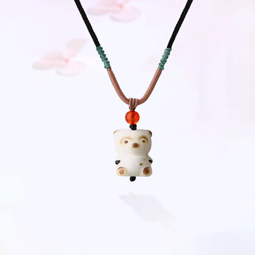 【可爱万岁|甄选高品质】 金师傅 炭烧小熊吊坠 招财转运 萌趣可爱创意独特气质小众简约高级仪式感礼#好运 菩提根 项链 男女同款情侣款